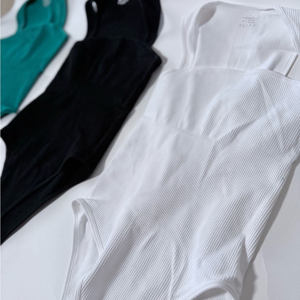 White Ribbed Women's Ribbed Bodysuits - 3 pack